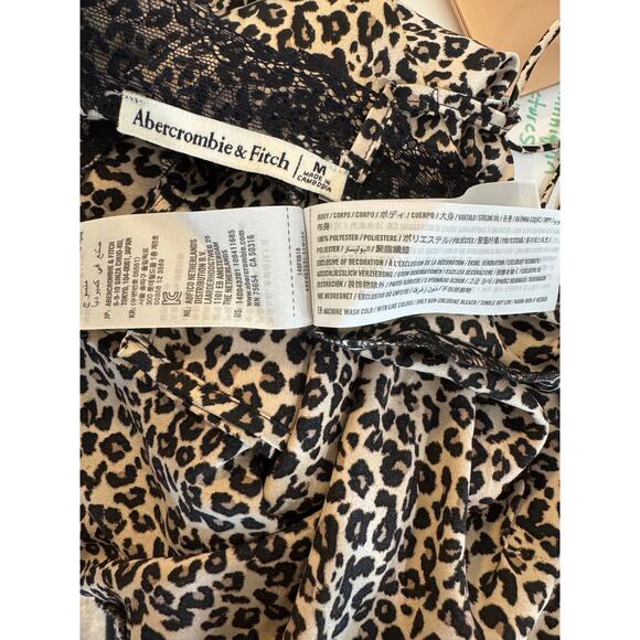 Abercrombie & Fitch Leopard Print Lace Trim Cami Tank Top Size M - Picture 4 of 4